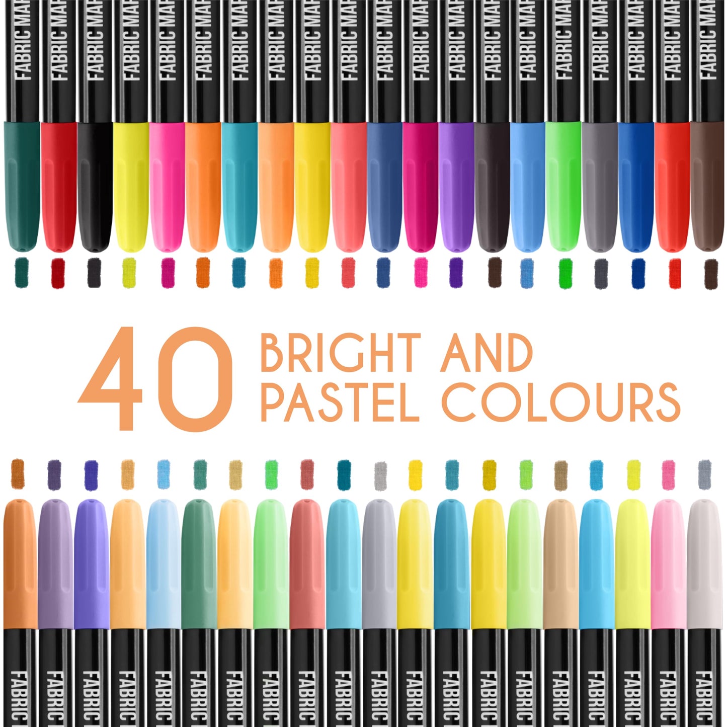 40 Fabric Markers Pens Set - Non Toxic, Indelible and Permanent Fabric Paint - Fine Point Tip Textile Marker Pen