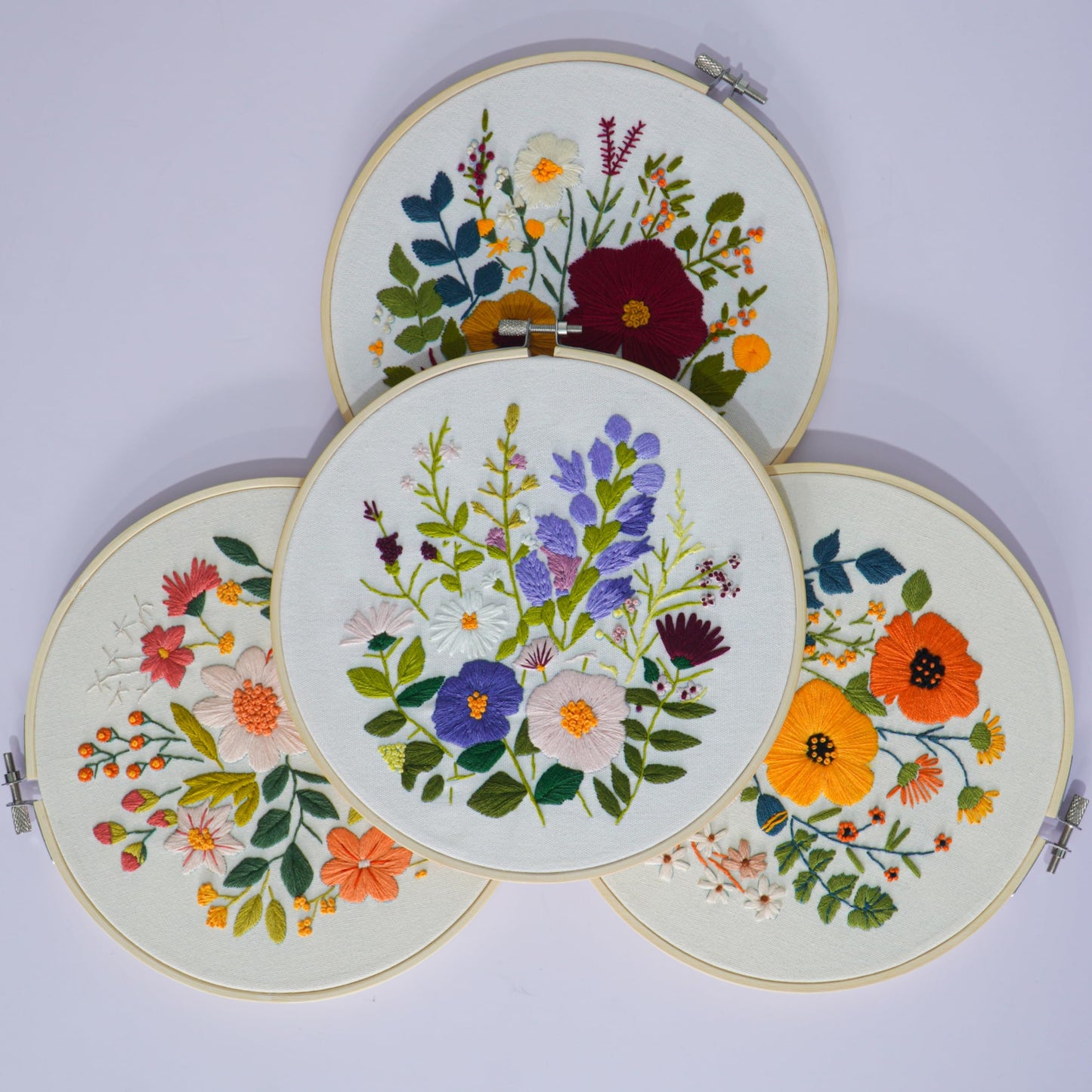 Embroidery Kit for Beginners with Instructions,Cross Stitch Kits for Adults with Pattern,Needlepoint Kits for Adult Include Embroidery Cloth Hoops Needles Threads (flowers2)