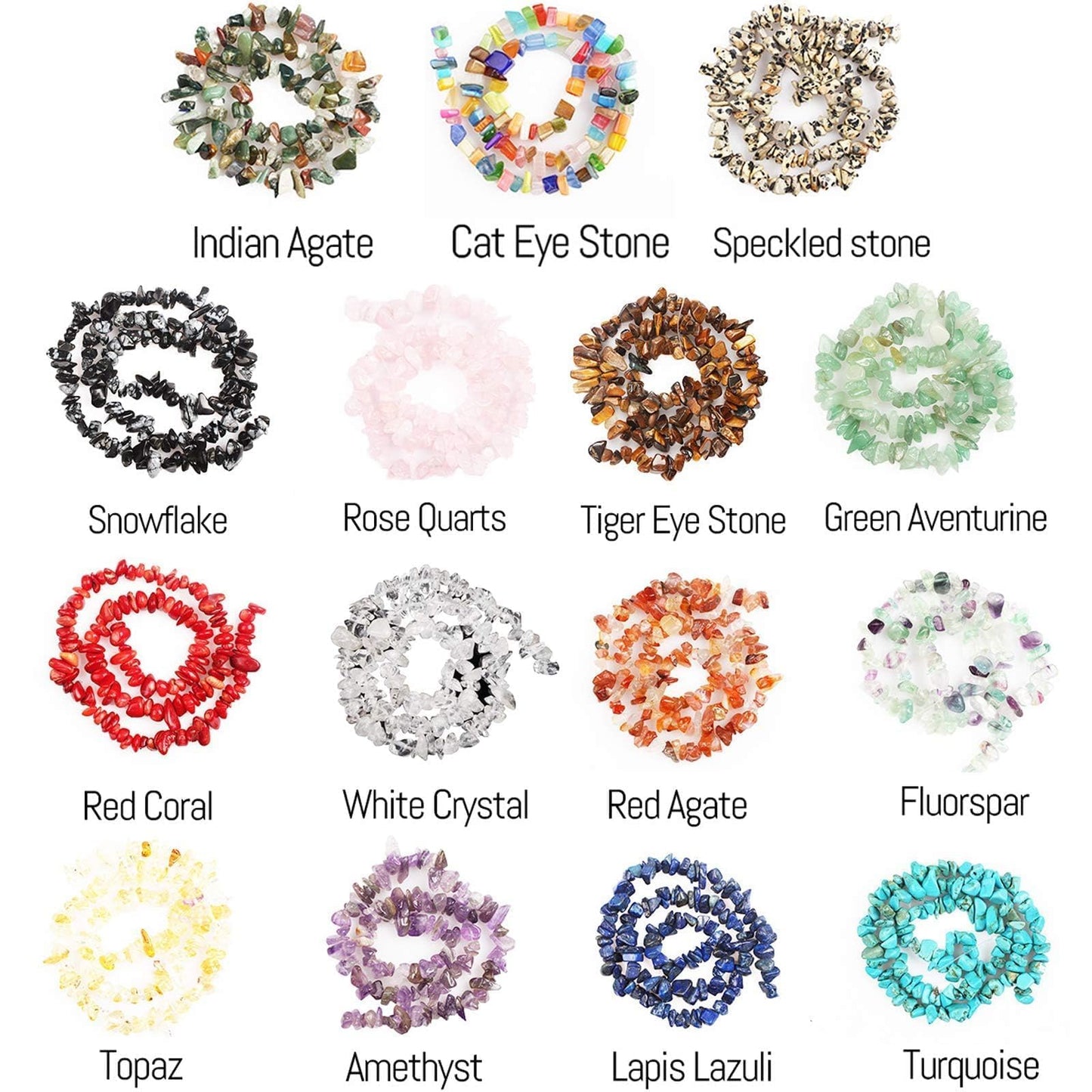 500pcs Natural Chip Stone Beads Multicolor 5mm to 8mm Irregular Gemstone Healing Crystal Loose Rocks Bead Hole Drilled DIY for Bracelet Necklace Earrings Jewelry Christmas Making Craft