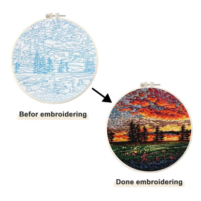 4 Pack Embroidery Starter Kit with Pattern, Stamped Cross Stitch Kits for Beginners Adults with Embroidery Hoop and Instructions, Hand Embroidery Kit (Embroidery kit flower2)