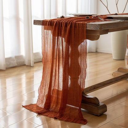 Terracotta Table Runner Cheesecloth Rust Gauze 120 Inch 10 FT Rustic Burnt Orange Cheese Cloth for Wedding Baby Bridal Shower Party Centerpiece Sheer Holiday Home Decorations