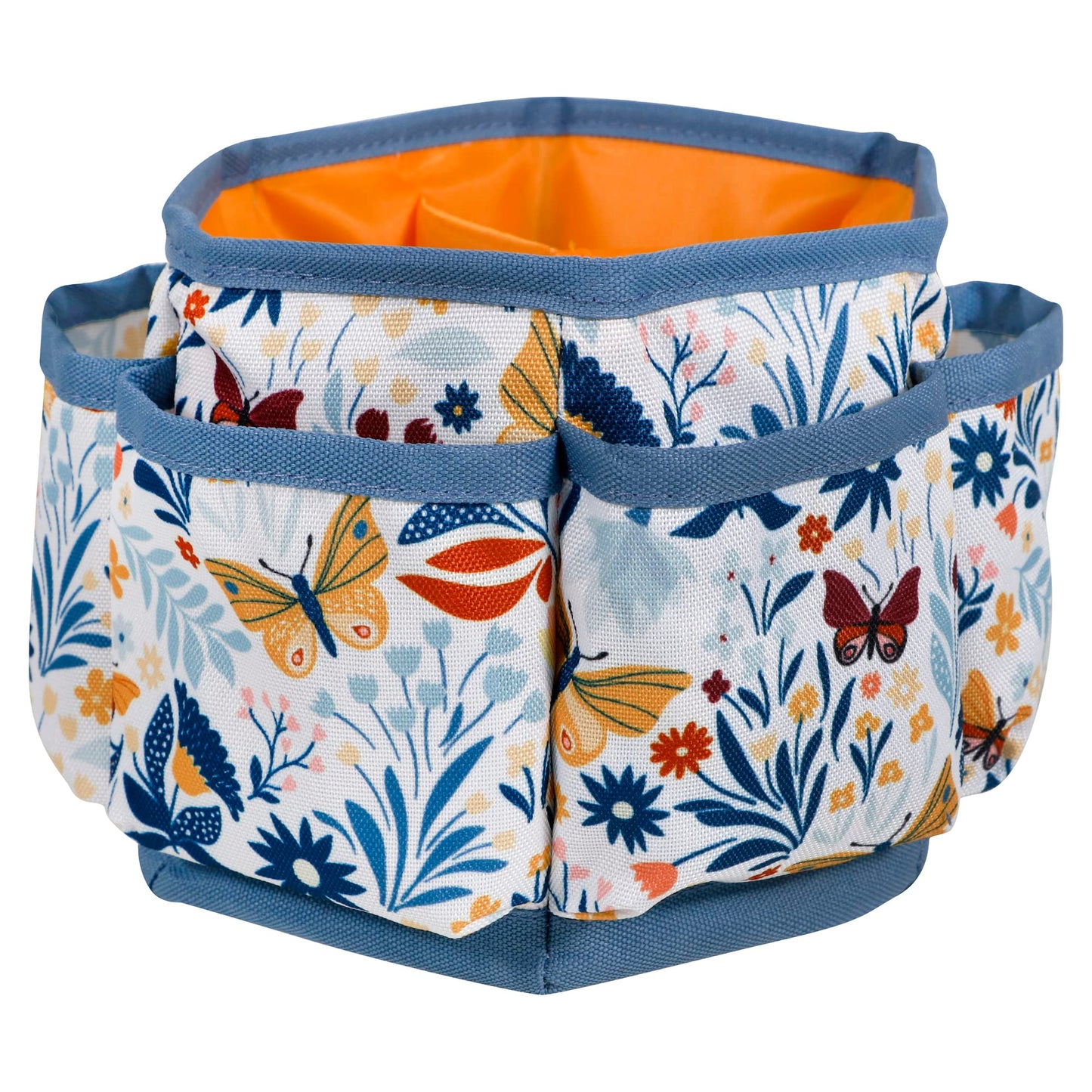 360 Degree Rotating Organizer for Tabletop, Counter, Storage, Sewing Supplies, Art Supplies with Compartments, Butterfly Floral Print