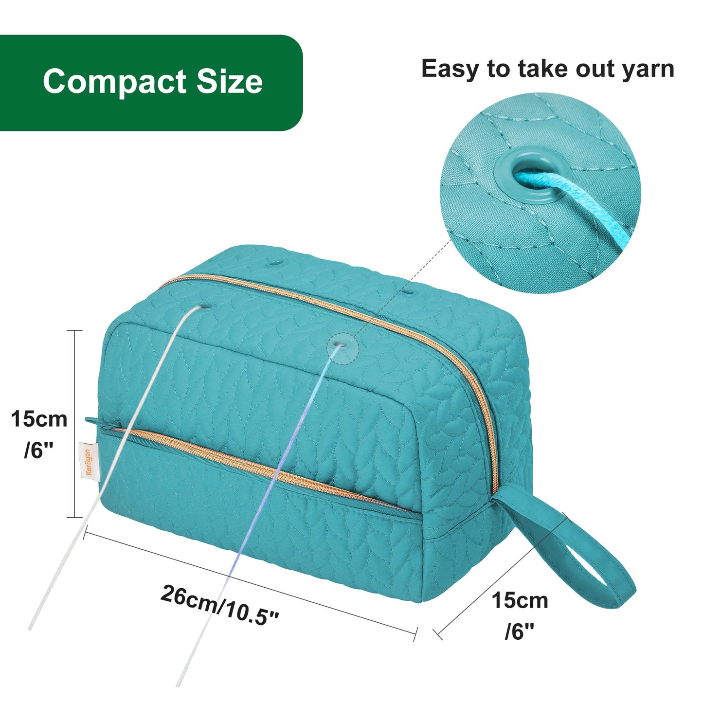 Crochet Yarn Bag Knitting Bag Storage for Crocheting Accessories Crochet Hook Case Organizer Gift for Crochet Lovers (Teal), K3201