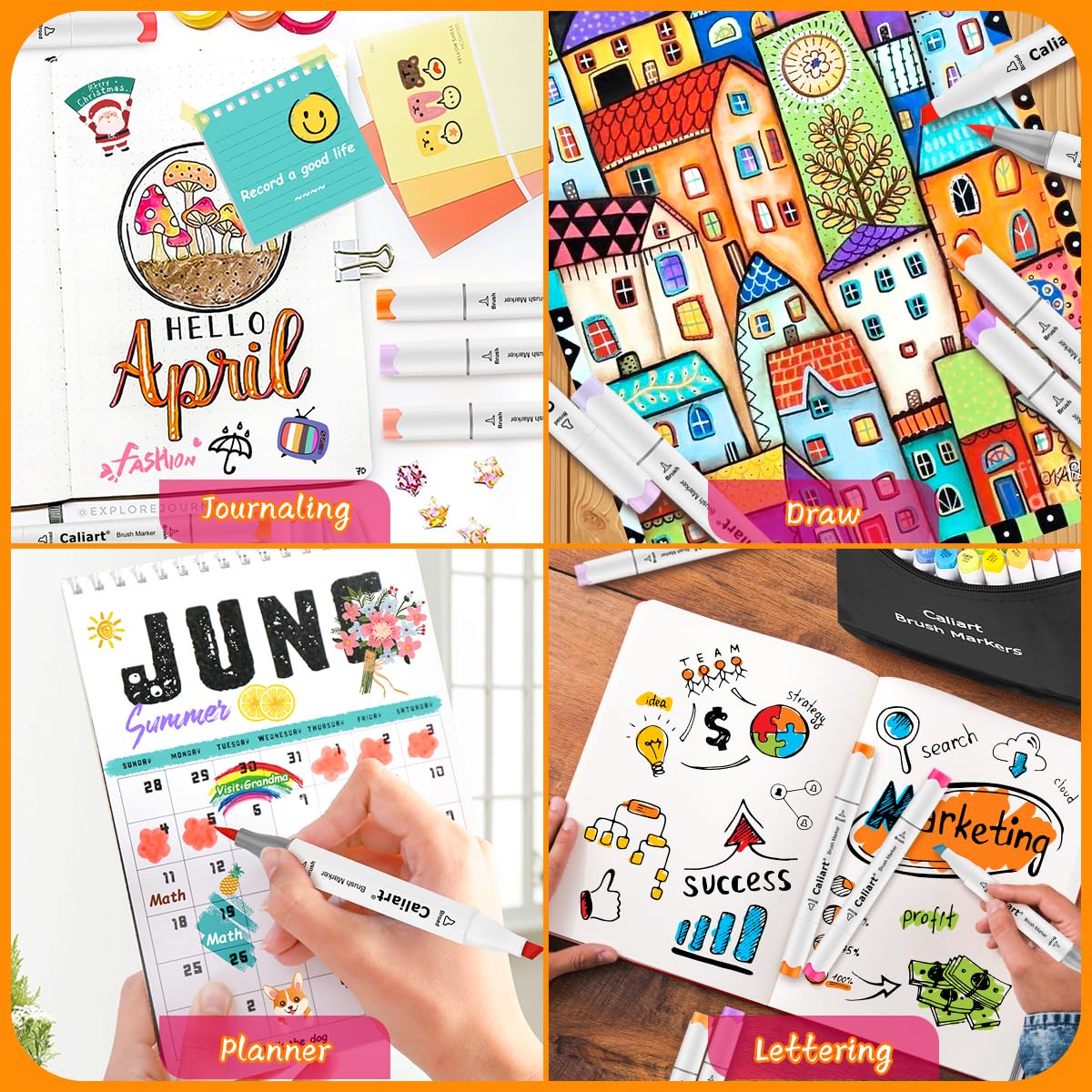 100 Colors Dual Tip Art Markers Sketch Pens Permanent Alcohol Based, with Case for Adult Kids Halloween Drawing Sketching (White Barrel)