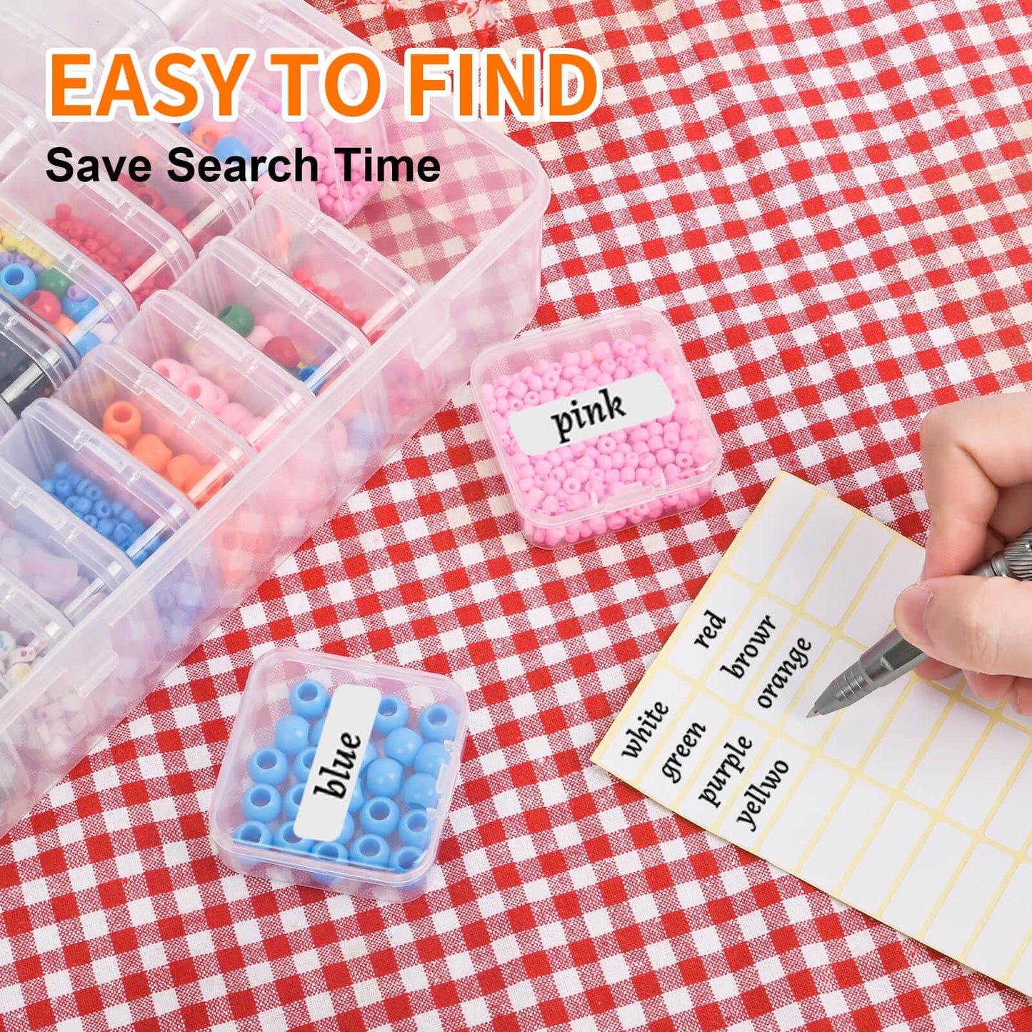 Bead Organizer Box, 30pcs Small Clear Plastic Storage Containers, Craft Storage Box Features Hinged Lid and Labels, Mini Boxes for Bracelets, Jewelry, Diamonds, Clay Beads, Screws, Seeds, Small Parts