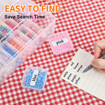 Bead Organizer Box, 30pcs Small Clear Plastic Storage Containers, Craft Storage Box Features Hinged Lid and Labels, Mini Boxes for Bracelets, Jewelry, Diamonds, Clay Beads, Screws, Seeds, Small Parts