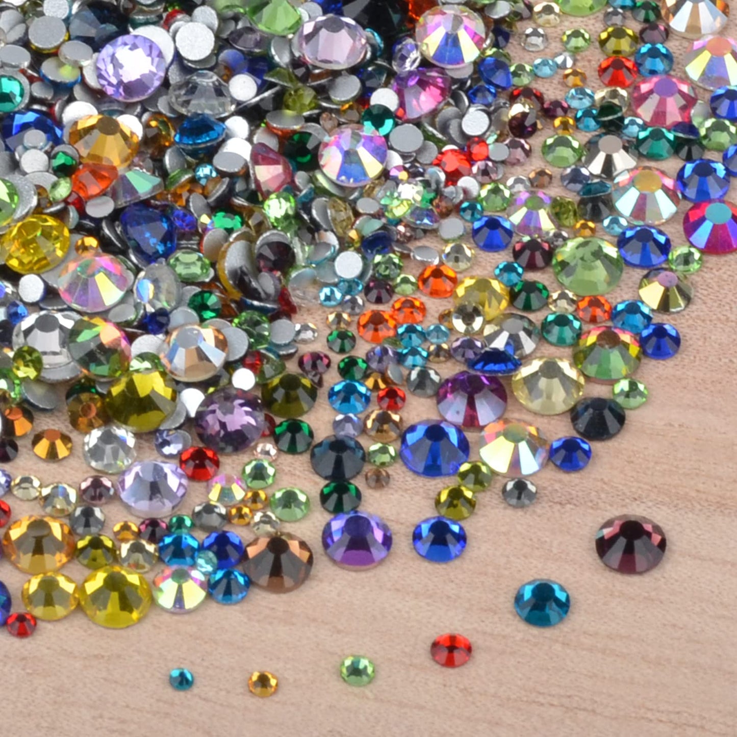 Beads 7000 Pieces Rhinestones 5 Sizes Round Crystal Glass Flat Back Rhinestones with 1Tweezers and 1Picking Pen for Nail Art Crafts Clothes Bags DIY (24 Colors Mixed 5 Sizes)