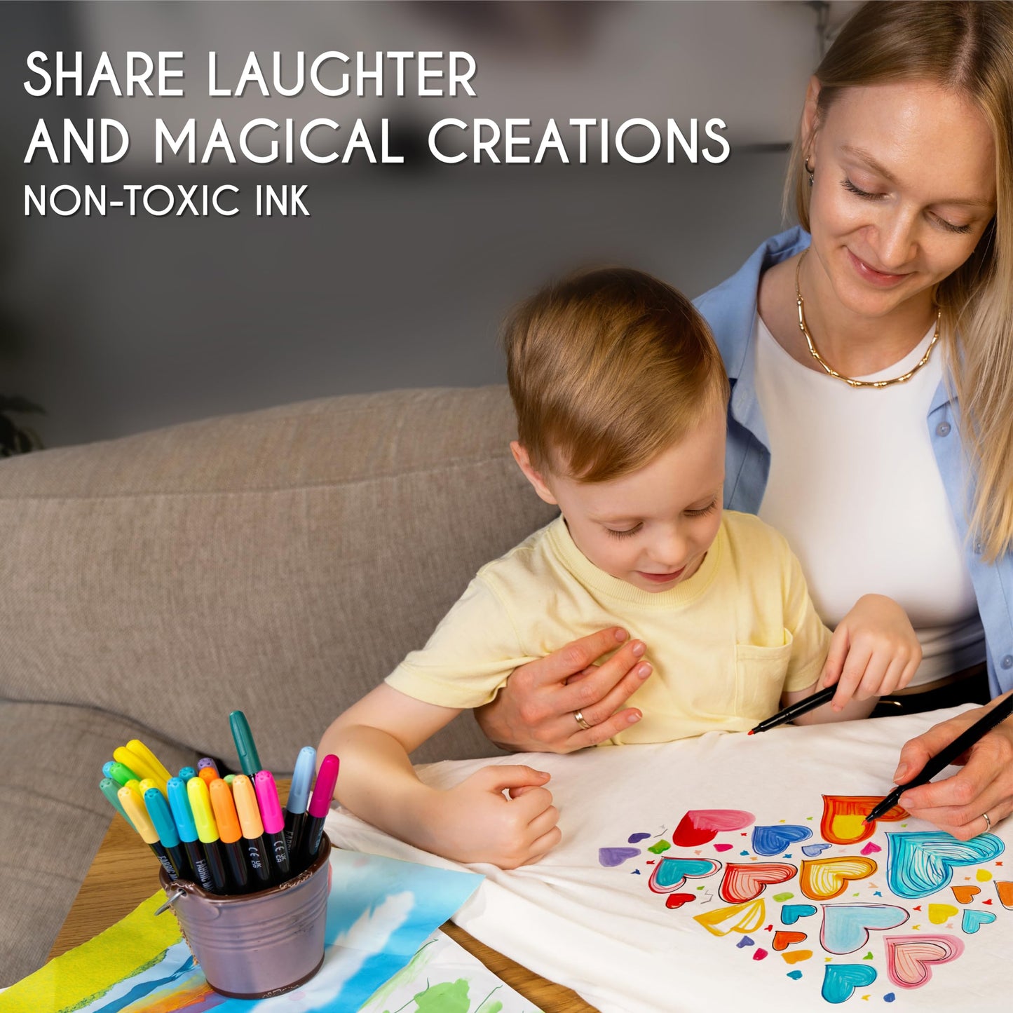 40 Fabric Markers Pens Set - Non Toxic, Indelible and Permanent Fabric Paint - Fine Point Tip Textile Marker Pen