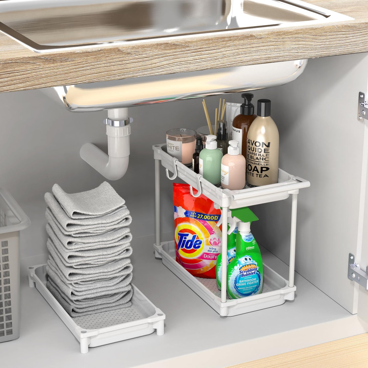 Standard 3-Tier Slim Rolling Storage Cart, White