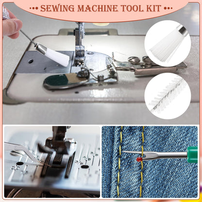 14 Pieces Sewing Machine Cleaning Kit, Sewing Machine Repair Tools Include Tweezers, Double Headed Brush, Screwdriver, Seam Rippers, Silicone Brush for Repair and Cleaning Machine Sewing