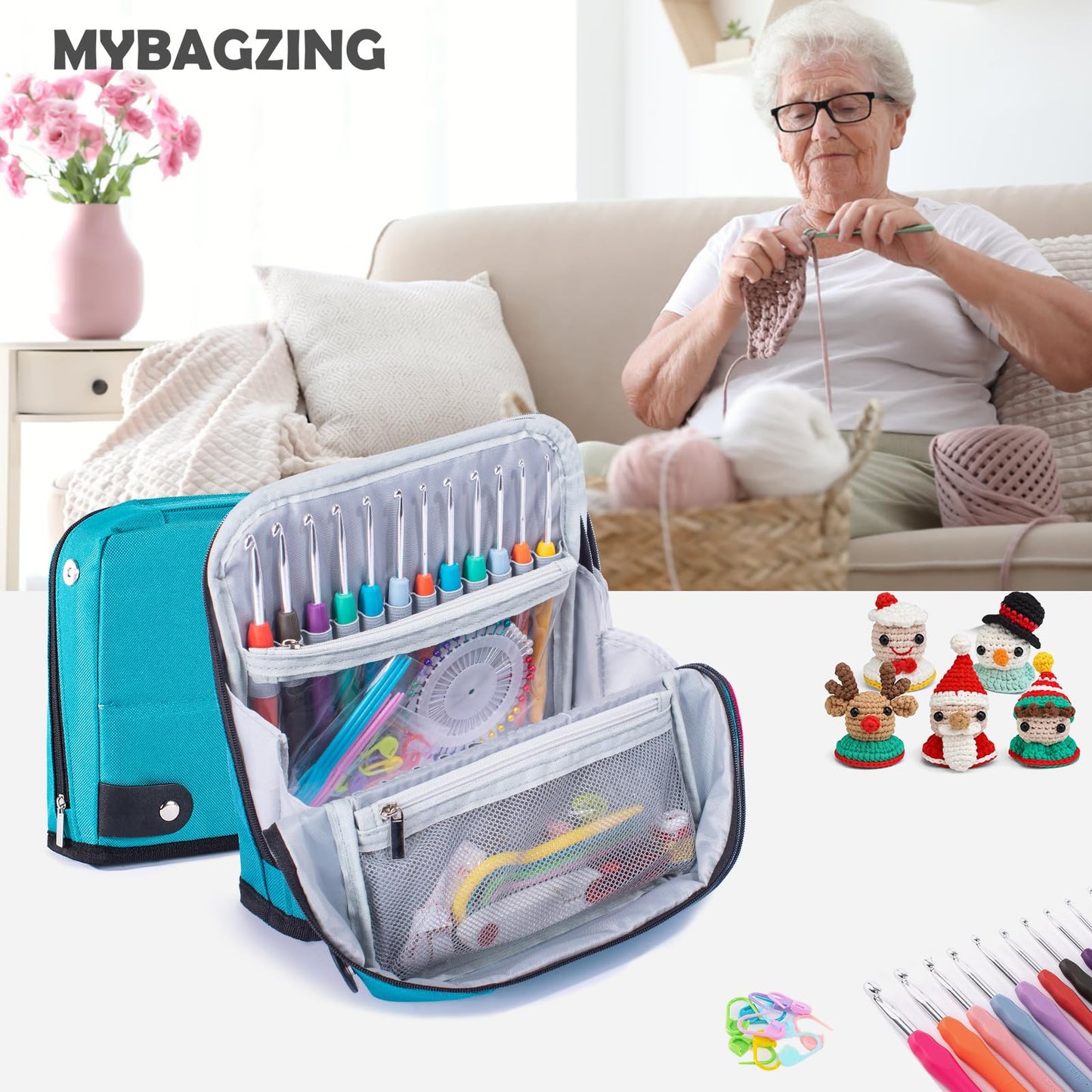 Crochet Hook Case - Stand Up Organizer - Unique Design - Holder for Knitting & Crochet Supplies