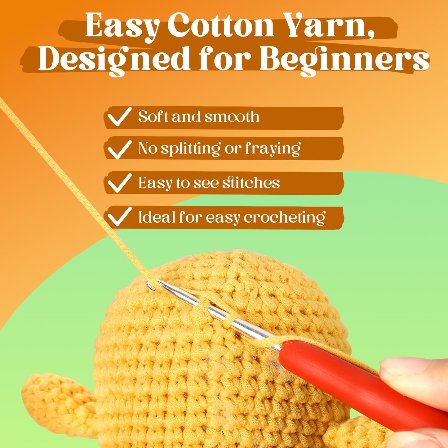 2 Pack Chick Crochet Kit for Beginners Adults Kids with Easy Yarn 3.5in Tall Animal Crocheting Starter Set with Step-by-Step Video Tutorials, DIY Knitting Kit with Complete Tools(Yellow+Green)