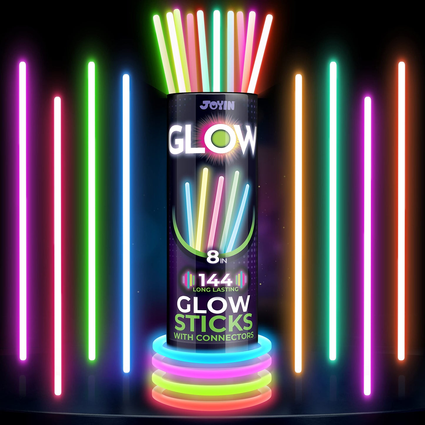 200 Pcs 8" Glowsticks, Bracelets Necklaces, Glow in the Dark Party Favors, Easter, Christmas, Halloween Supplies Pack, Football Party Supplies