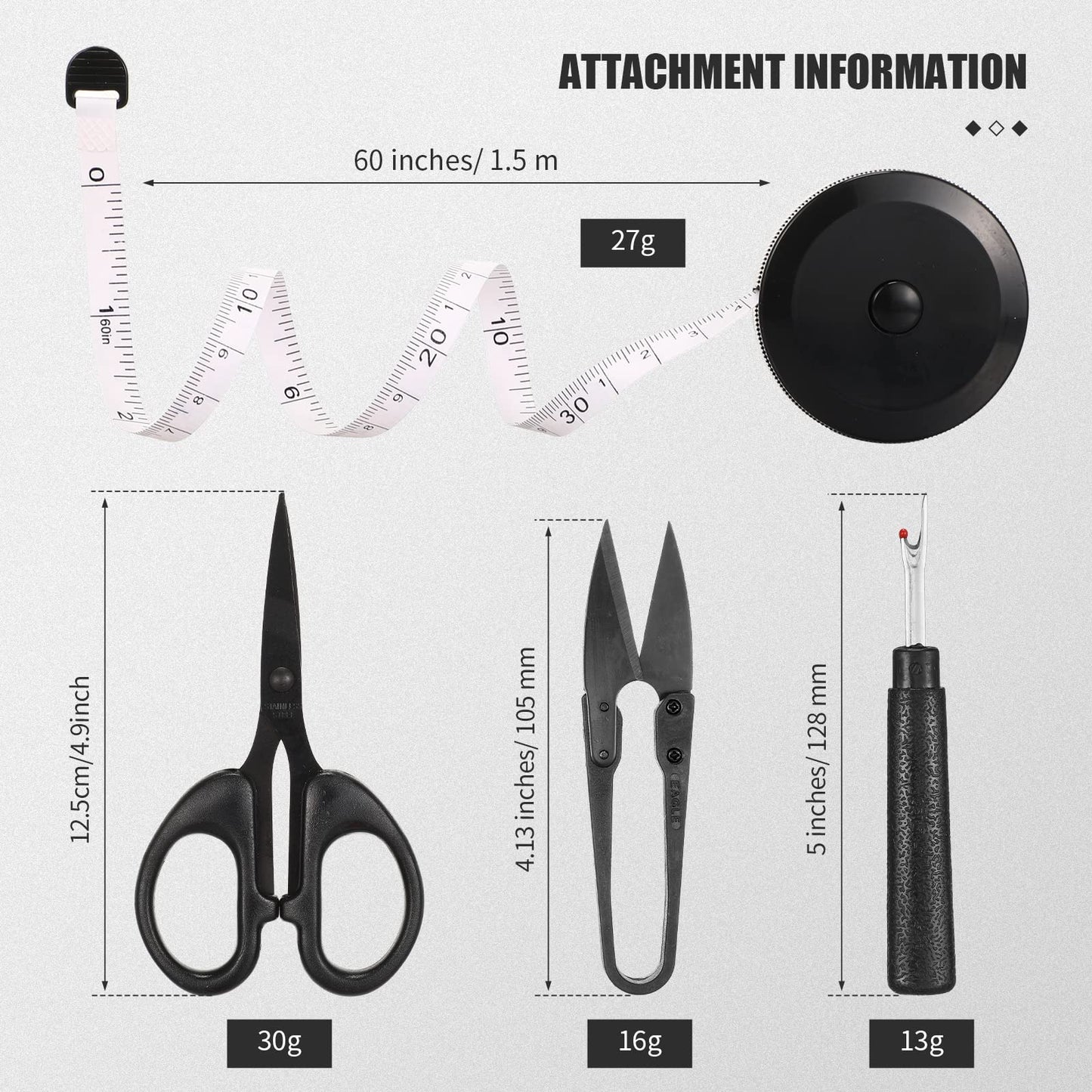 9 Inch Fabric Scissors Tailor Sewing Shears for Fabric Cutting Heavy Duty Tailor Scissors for Quilting Sewing and Dressmaking with Tape Measure, Thread Snips, Seam Rippers (Black, Classic Style)