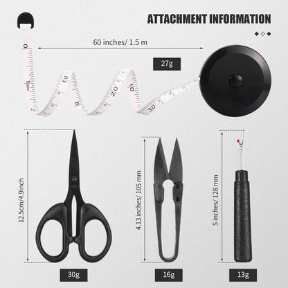 9 Inch Fabric Scissors Tailor Sewing Shears for Fabric Cutting Heavy Duty Tailor Scissors for Quilting Sewing and Dressmaking with Tape Measure, Thread Snips, Seam Rippers (Black, Classic Style)