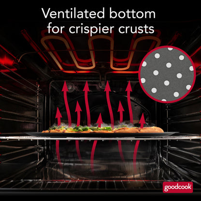 AirPerfect Nonstick 16” Pizza Pan – Pizza Tray for Oven, Perforated Round Pizza Pan, Carbon Steel Baking Pan, Homemade, Frozen & Leftover Slices