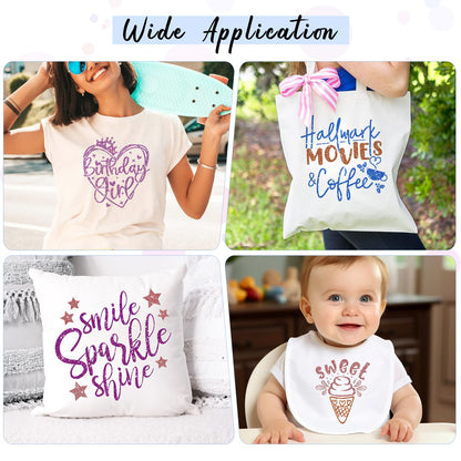 Glitter HTV Heat Transfer Vinyl - 16 Sheets 12"X12" Colorful Glitter Heat Transfer Vinyl Shinny Glitter Iron On Vinyl for T-Shirts Glitter HTV Compatible with Cricut Or Sillhoutte Cameo