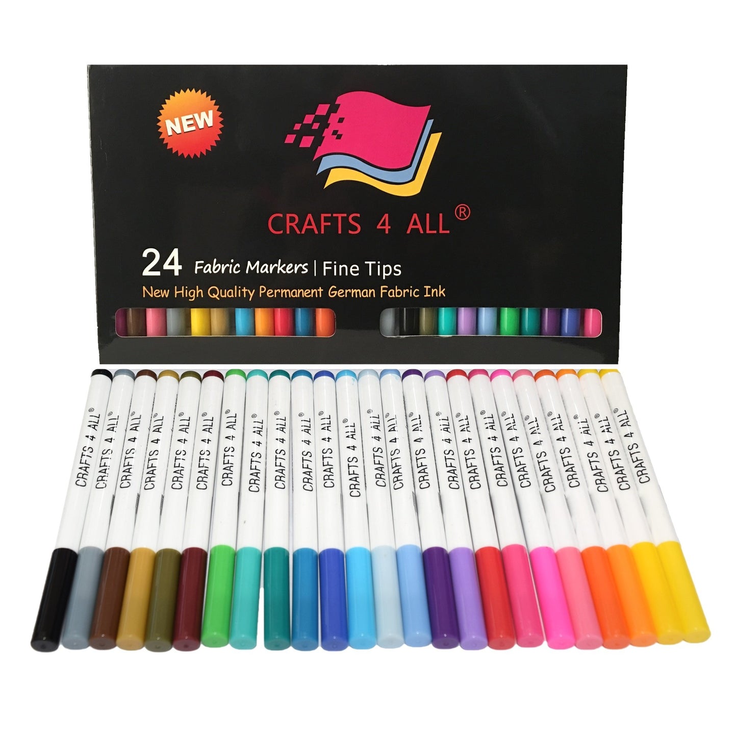 Fabric Pens for Clothes - Pack of 24 No Fade, Fabric Markers Permanent for Clothes - No Bleed, Machine Washable Shoe Markers for Fabric Decorating - Laundry Marker, Erases Stains Easily