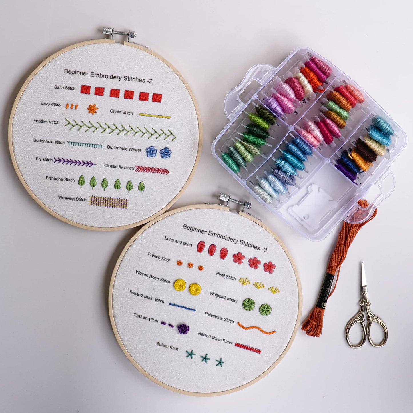 Beginners Embroidery Practice kit 3 Sets to Learn 30 Different Stitches for Craft Lover Hand Stitch with Embroidery Fabric with Skill Techniques