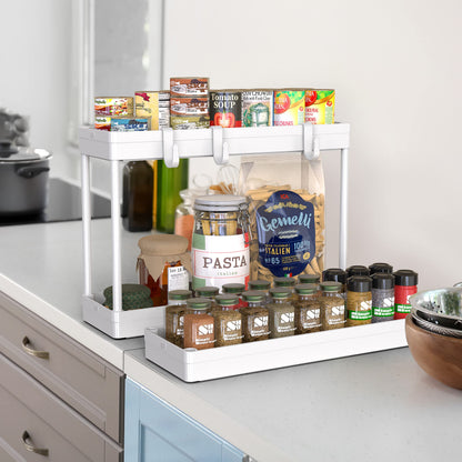 Kitchen Cart Storage 3-Tier Slim/Super Narrow Shelves with Handle, 26.5'' Height/5.5'' Width for Narrow Place, White