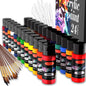 42PCS Acrylic Paint Set of 24 Colors 2fl oz 60ml Bottles with 12 Brushes and 6 Paint Knives,Non Toxic 24 Colors Acrylic Paint No Fading Rich Pigment for Kids Adults Artists Canvas Crafts Wood