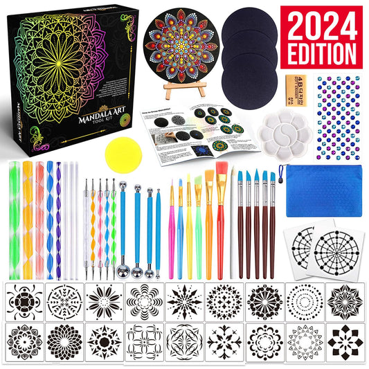 Mandala Dotting Tools Painting Kit - Rock Dot Paint Stencils Tool Set Art Craft Supplies Kits Tray Brush Zipper Pen for Nail Stone Mandala Arts Drawing Home Decor Activity | Mothers Day Gift