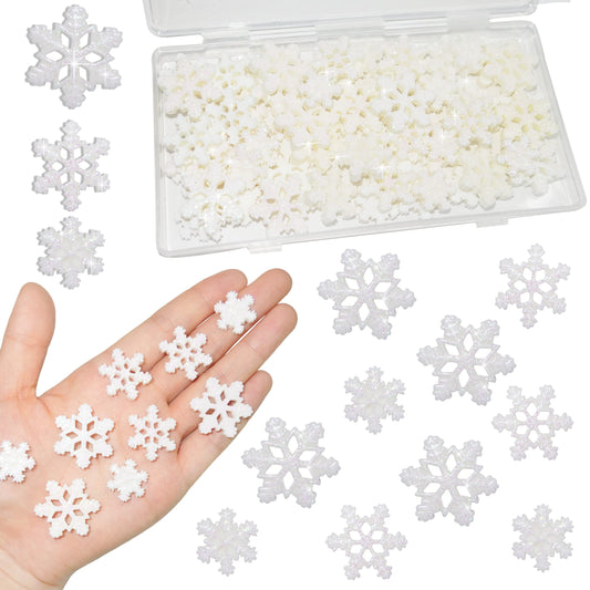Small Snowflakes for Craft,60 Pcs White Glitter Plastic Mini Snowflake for Christmas Embellishments and Winter Party DIY Craft Decoration-3 Different Size