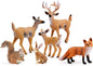 Forest Animals Figures, Woodland Creatures Figurines, Miniature Toys Cake Toppers (Deer Family, Fox, Rabbit, Squirrel)