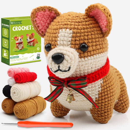 Animal Crochet Kit for Beginners: Includes Complete Tools Ample Yarn Step by Step Videos for Teens Adults - Perfect Amigurumi Kit for Indoor Entertainment & Long Journeys