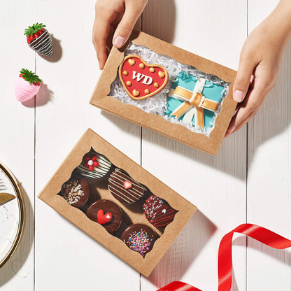 50 Pack DIY Assembly Brown 7 x 4 3/8 x 1½ inches Cookies Boxes BakeryTreat Boxes Packaging for Macaron Chocolate Truffle Cakesickle