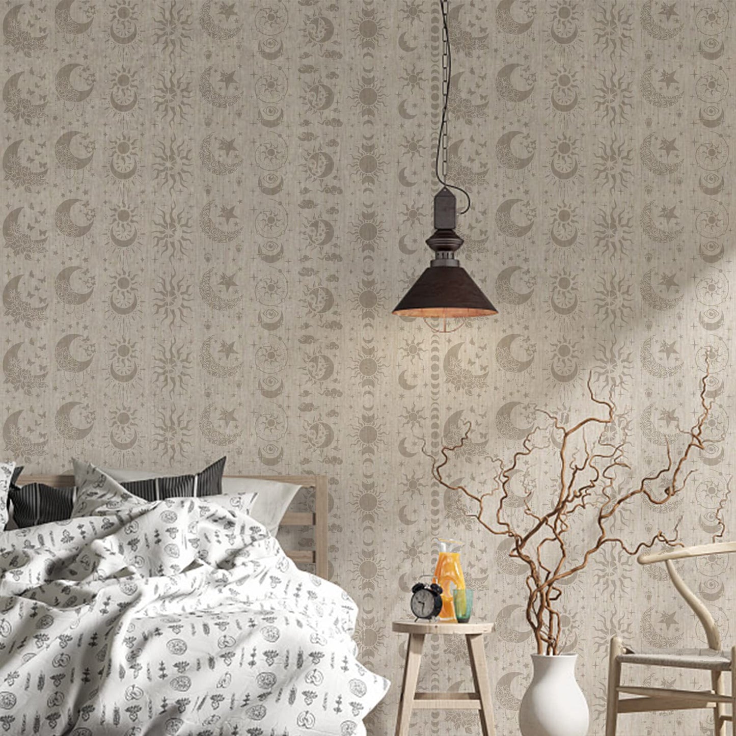 9PCS/Set Sun Moon Wall Stencils for Painting 12x8 Mandala Tile Stencil Large Flower Star Concrete Floor Stencils Reusable Drawing Template for Painting Wood Canvas Furniture Patio Home Decor