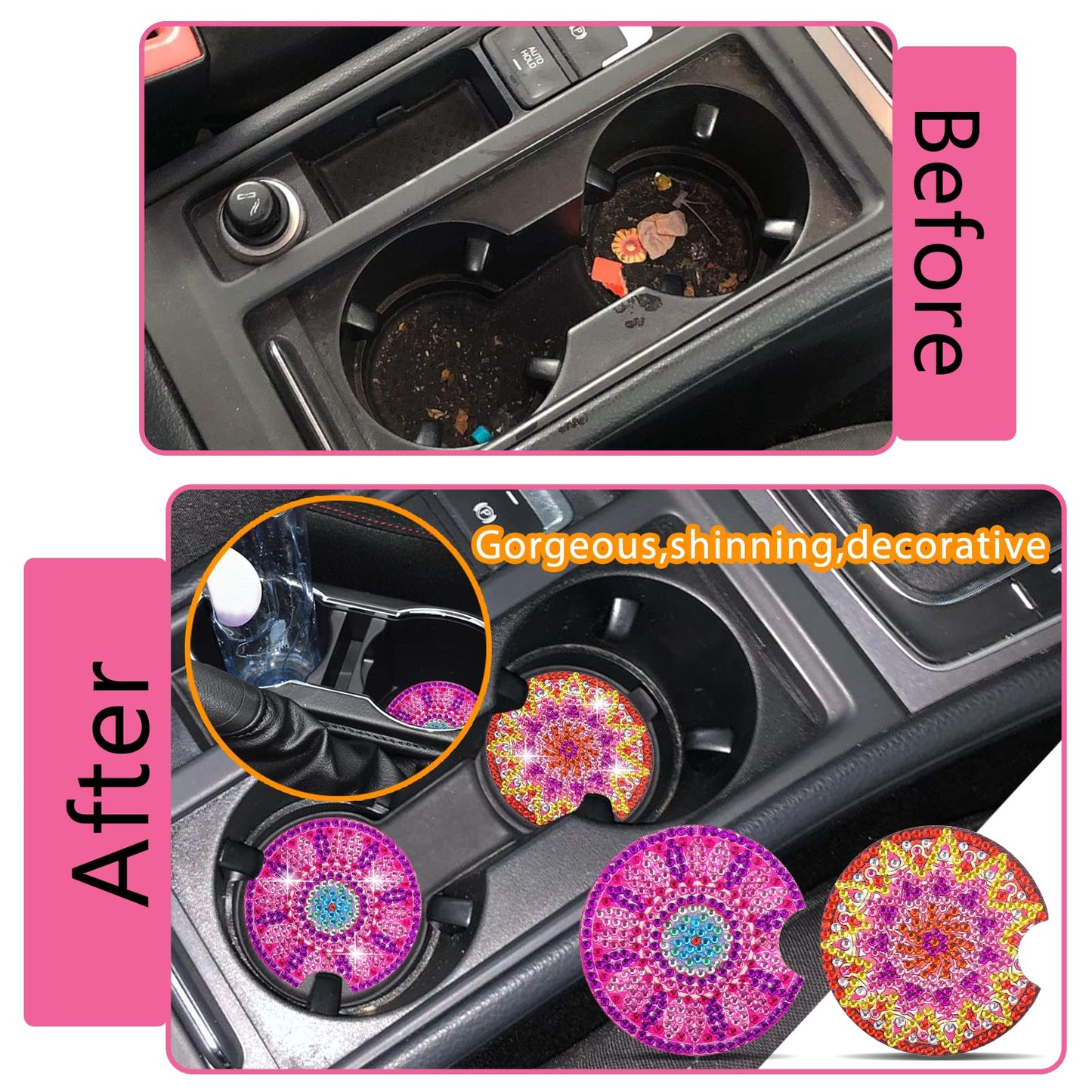 8 Pcs Diamond Art for Car Coasters, 2.8 Inches Diamond DIY Coasters, Mandala Crafts for Adults