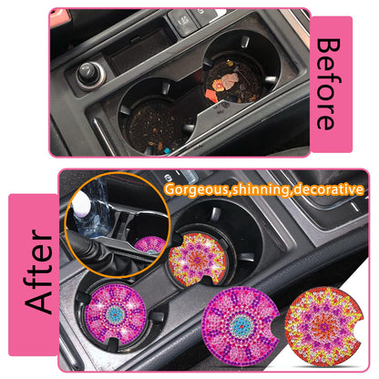 8 Pcs Diamond Art for Car Coasters, 2.8 Inches Diamond DIY Coasters, Mandala Crafts for Adults