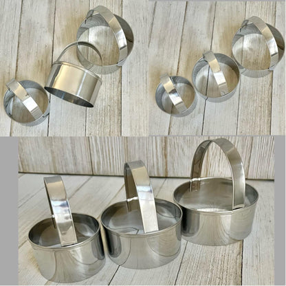 3 Pieces Round Biscuit Cutter with Handle - Stainless Steel Round Circle Doughnut Cutter Baking Molds Assorted Size