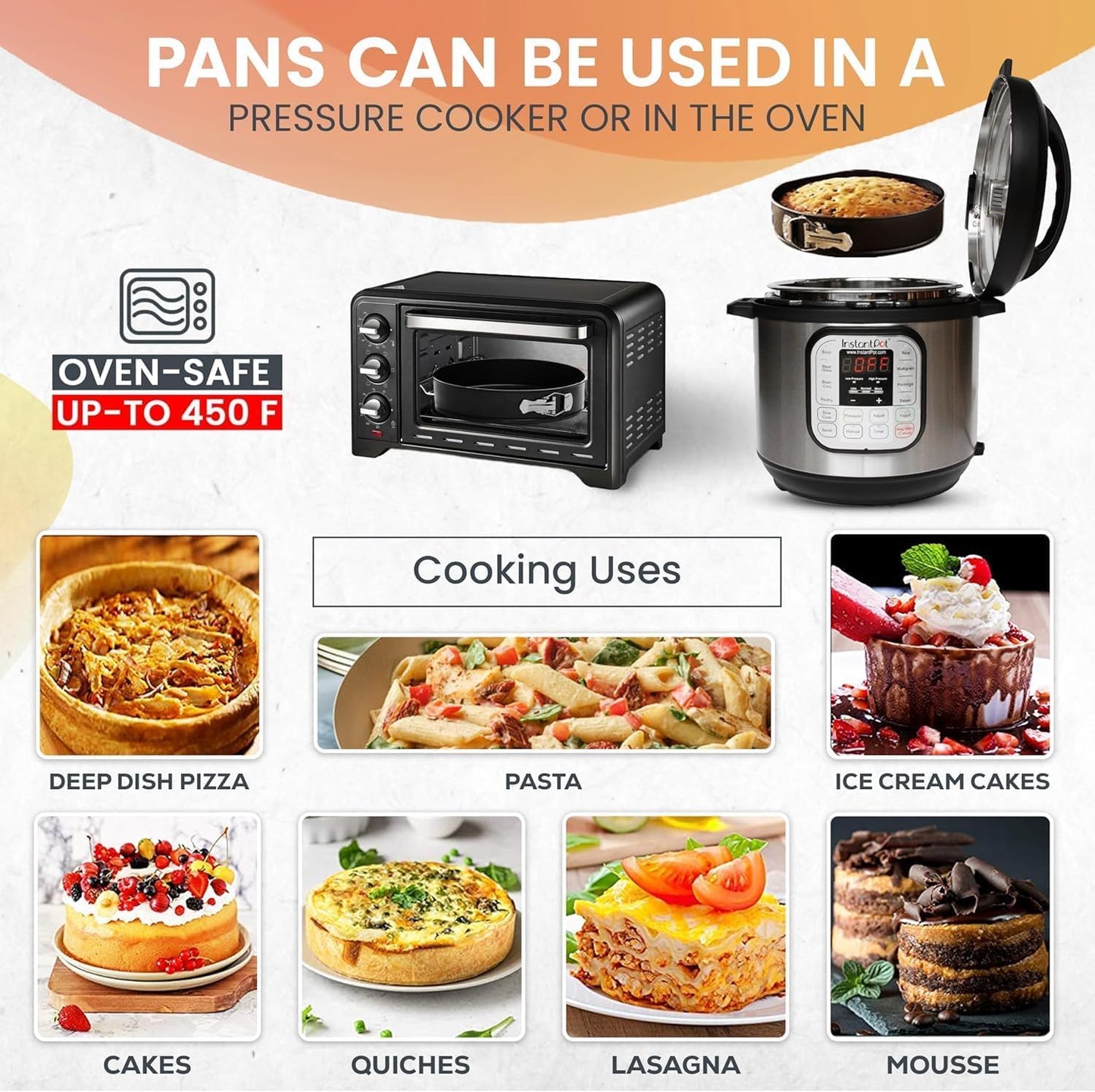 100PCs Cake Pan Sets for Baking - Baking Supplies with 3 Nonstick Springform Pans (4, 7, 9 Inch), Piping Tips, Cake Leveler – Multifunctional Cheesecake Pan, Baking Pans Set & eBook