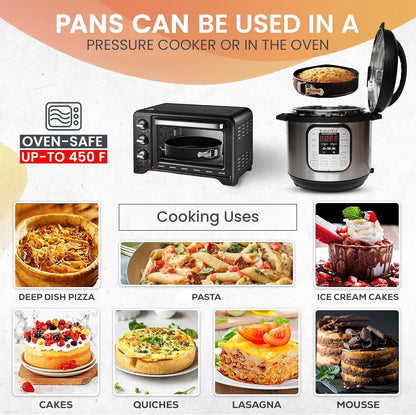 100PCs Cake Pan Sets for Baking - Baking Supplies with 3 Nonstick Springform Pans (4, 7, 9 Inch), Piping Tips, Cake Leveler – Multifunctional Cheesecake Pan, Baking Pans Set & eBook