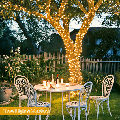 168FT 600 LED String Lights Outdoor Indoor Christmas String Lights Plug in Warm White Tree Lights for Outside Bedroom Wedding Party Holiday Spring Decorations