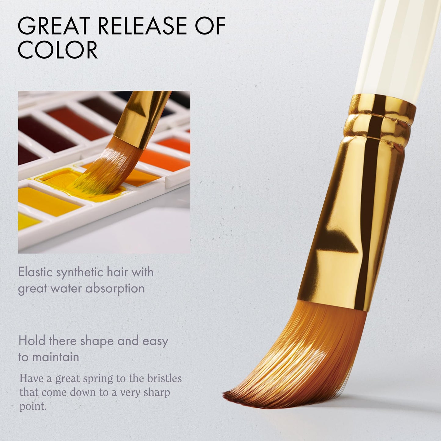 18 Piece Paint Brush Set, ARTIFY 15 Acrylic Paint Brushes, Palette Knife, and 2 Sponges, Professional Artist Paint Brushes for Acrylics, Watercolors, Gouache, Canvas, and Face Painting, Pearl White