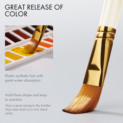 18 Piece Paint Brush Set, ARTIFY 15 Acrylic Paint Brushes, Palette Knife, and 2 Sponges, Professional Artist Paint Brushes for Acrylics, Watercolors, Gouache, Canvas, and Face Painting, Pearl White