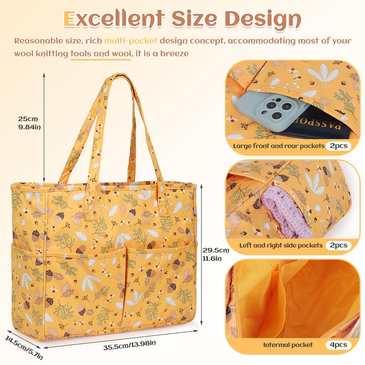 Crochet Tote Bag for DIY Lovers - Lightweight Yarn Storage & Travel Bag for Knitting, Crochet & Crafting Kits