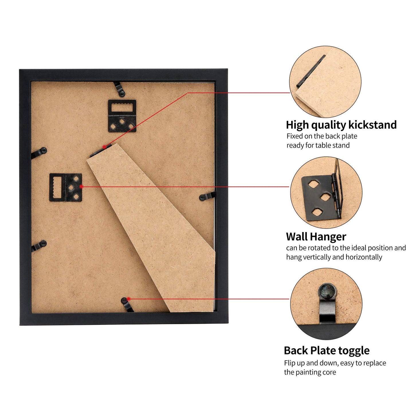 8.5x11 Picture Frames Set of 3, Made of Real High Definition Glass and Solid Frame to Display Certificate or Pictures 8.5x11,To Wall and Tabletop Mounting, black. (8.5x11'')