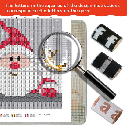 Latch Hook Kit, Christmas Latch Hook Kits for Adults DIY Decorative Pillowcase Embroidery Cross Stitch Arts Craft for Home Sofa Furniture 17X17inch Father Christmas