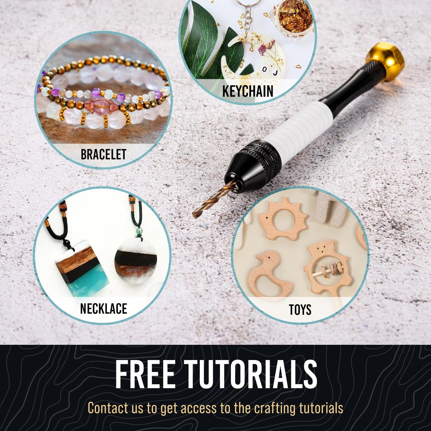 Pin Vise Hand Drill Manual - Jewelry w/Micro Drill Bits (0.8mm-2.5mm) - Rotary Craft Drill for Jewelry Making, Resin, Wood, Plastic, Miniature, Beads, Clay Etc