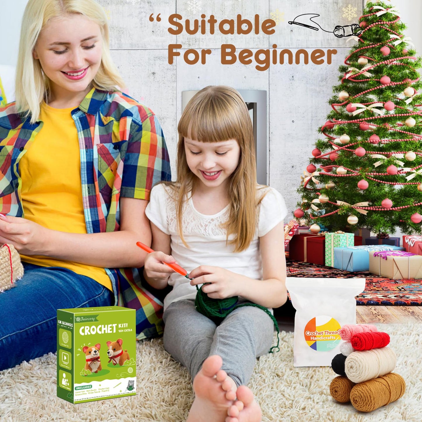 Animal Crochet Kit for Beginners: Includes Complete Tools Ample Yarn Step by Step Videos for Teens Adults - Perfect Amigurumi Kit for Indoor Entertainment & Long Journeys