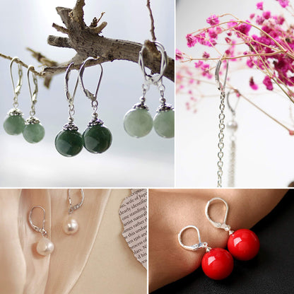 8pcs 925 Sterling Silver Leverback French Earring Hooks Silver Hypoallergenic Dangle Earwire Findings 16x9mm with Jump Rings for Jewelry Making