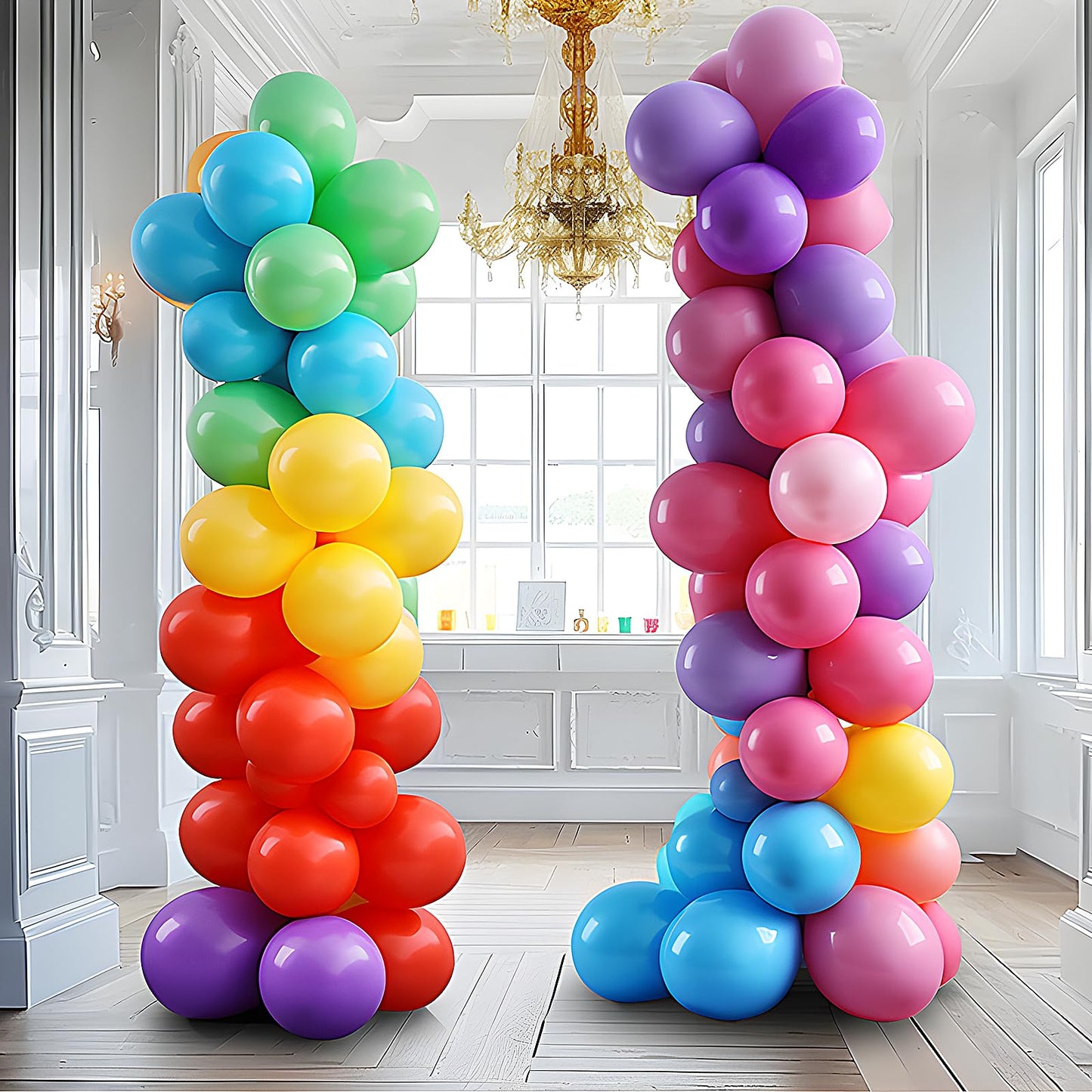 Balloon Column Stand Set of 2, 6.6ft Balloon Arch Stand Adjustable Balloon Column kit with Base Telescopic for Baby Shower Wedding Birthday Graduation Party Decorations (2)