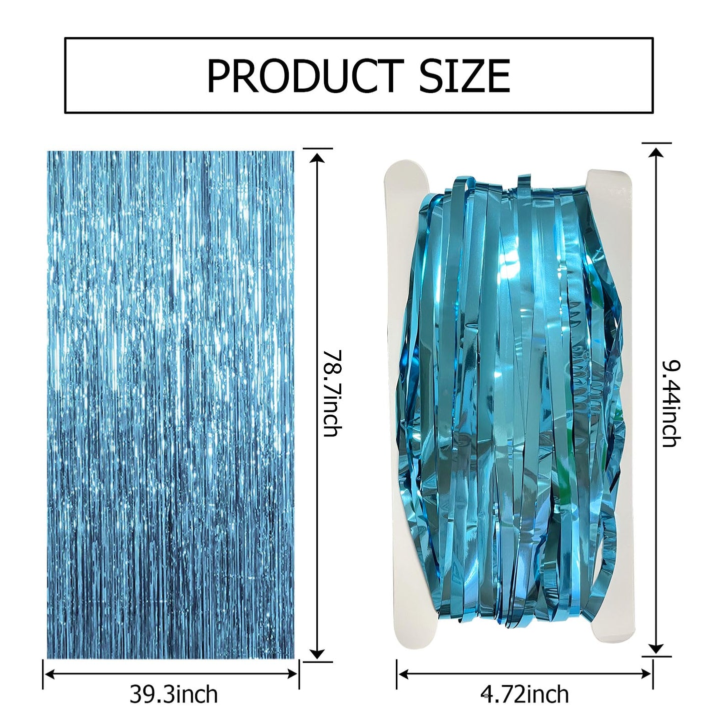 2 Pack Blue Backdrop Curtain Tinsel Streamers Ocean Themed Decor Birthday Party Decorations Foil Fringe Backdrop Graduation Baby Shower Bachelorette Winter Party Decorations Supplies