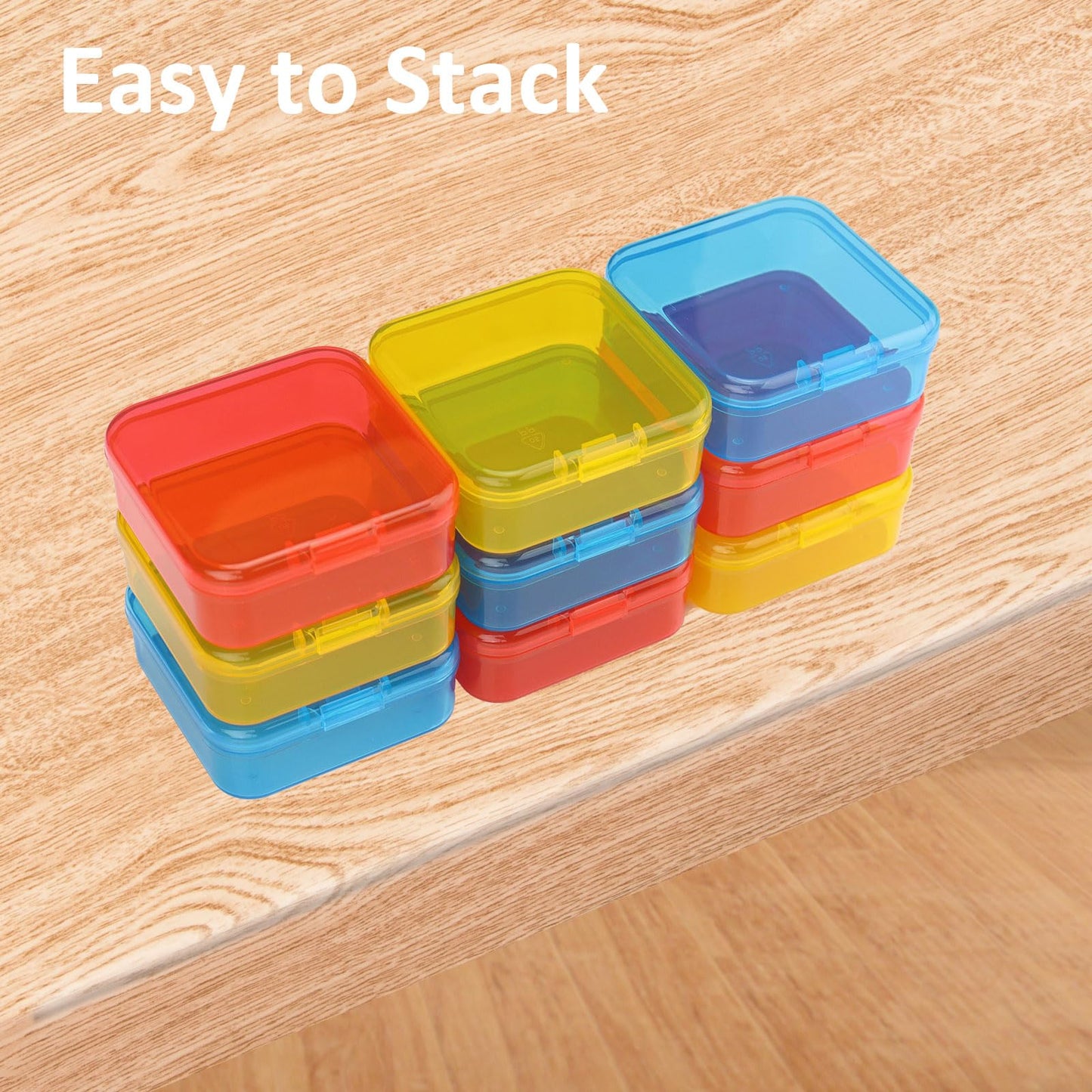 Bead Organizer Box(Red,Yellow,Blue), 31Pcs Small Bead Organizers and Storage Plastic Cases Mini Clear Containers Boxes with Hinged Lid and Rectangle for Bracelet Making DIY Jewelry Craft