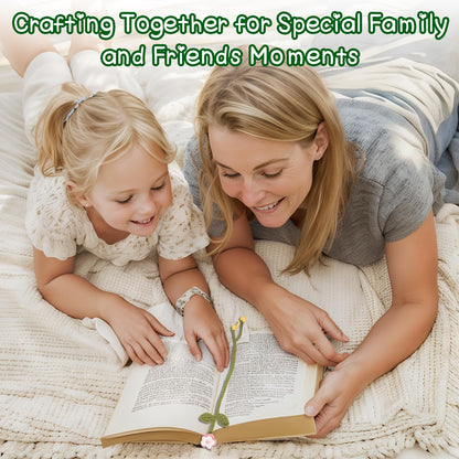 Crochet Kit for Beginners - 8 Flower Bookmarks Knitting Kit w/Step-by-Step Video Tutorials & Soft Yarn, Hook - Wobbles DIY Art Craft Kit for Adults Kids, Birthday Gifts for Women Girls Teen