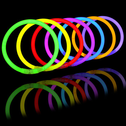 200 Pcs 8" Glowsticks, Bracelets Necklaces, Glow in the Dark Party Favors, Easter, Christmas, Halloween Supplies Pack, Football Party Supplies